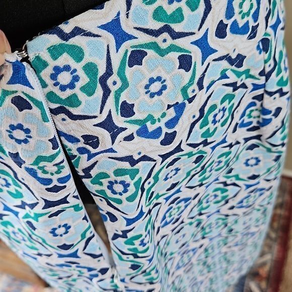 Ann Taylor Factory NWT Blue Green and White Pencil Skirt Sz 8 - Picture 10 of 16